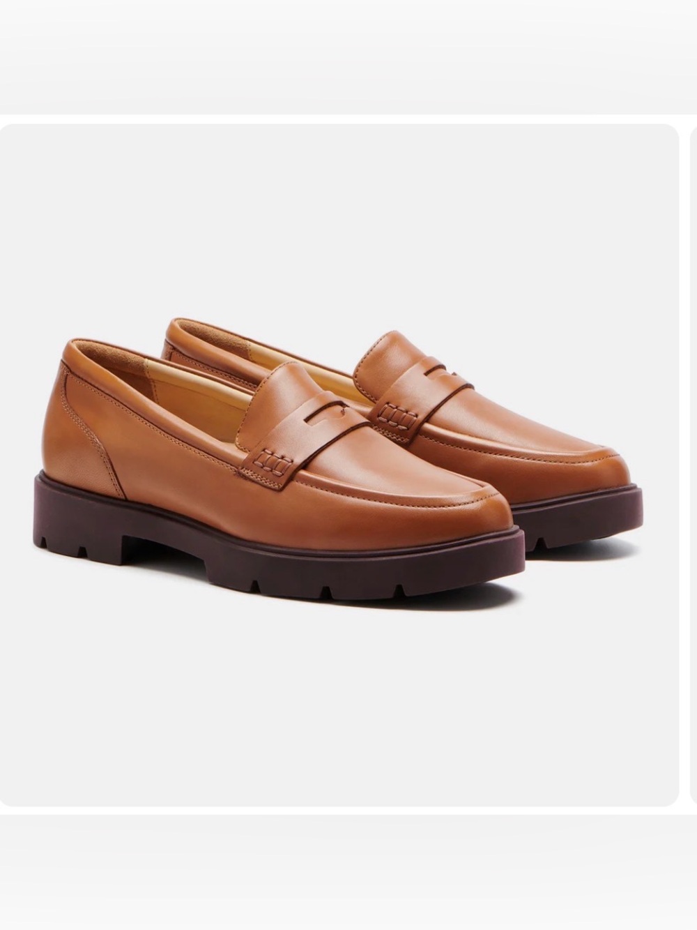 ABEO Boulevard Penny Loafer Genuine Leather Shoes Camel Brown Tan Women 7.5